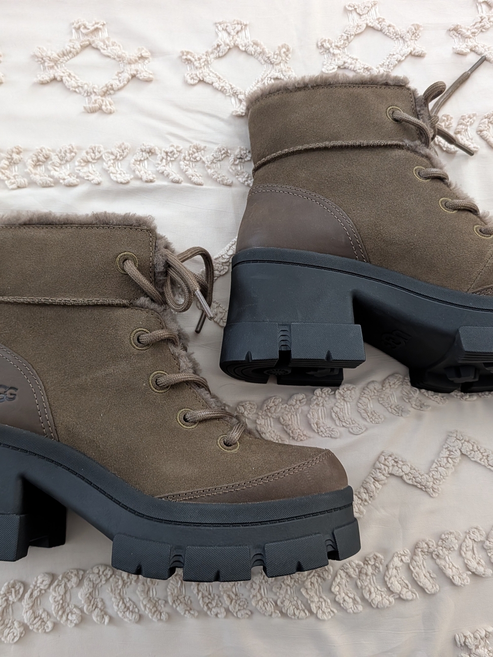 UGG Suede Lace-Up Platform Ankle Boots - Picture 2 of 3